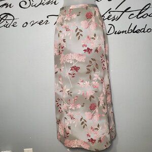 90s Tracy Evans Straight Line Maxi Skirt Gray with Pink Flower, 5